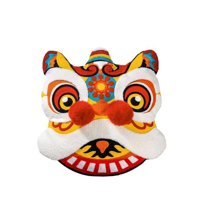 

Подушка в виде головы льва в китайском стиле для праздничного декора — идеально подходит для спальни, дивана или в качестве свадебного подарка 35*38 cm (Small)