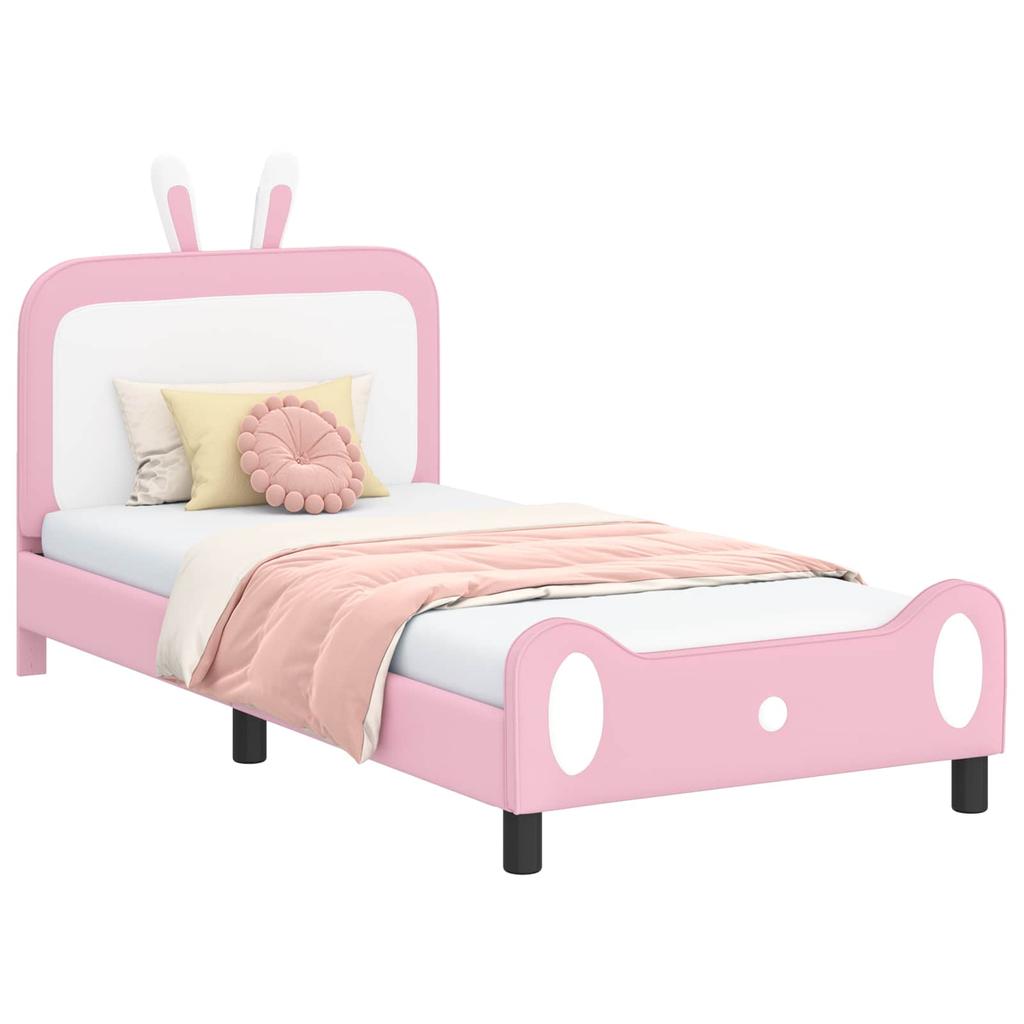 Kids Bed Frame with Headboard Pink 80 X 200 Cm PU