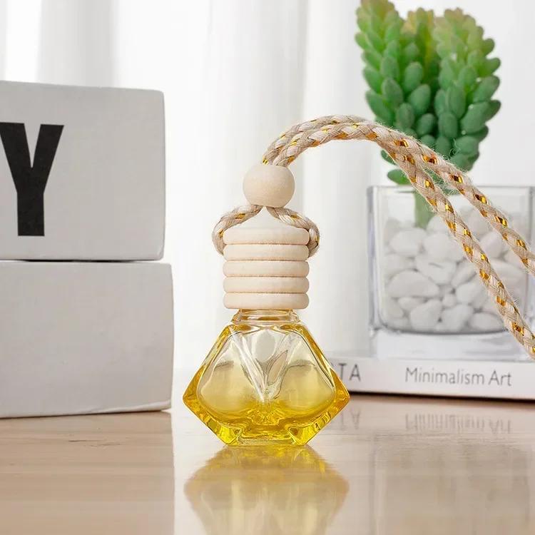 1pcs Refillable Perfume Bottle Empty Colorful Diamond Glass Aromatherapy Essential Oil Vials Wood Lid with String