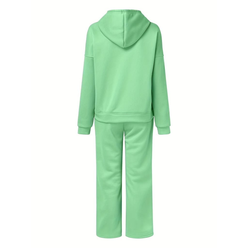 Women's Set Autumn and Winter Casual Sports Solid Color Loose Hooded Sweatshirt Jogging Pants Two-piece Set