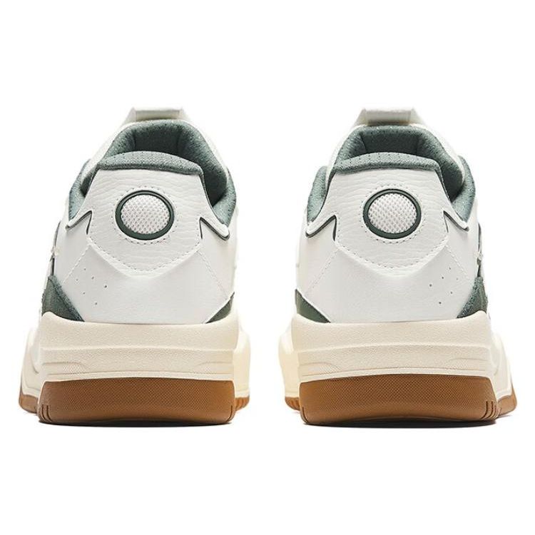 ANTA Men's Jiewan Retro Low Top Platform Casual Skate Shoes Off White Dark Green Gum Bottom 912348003-1