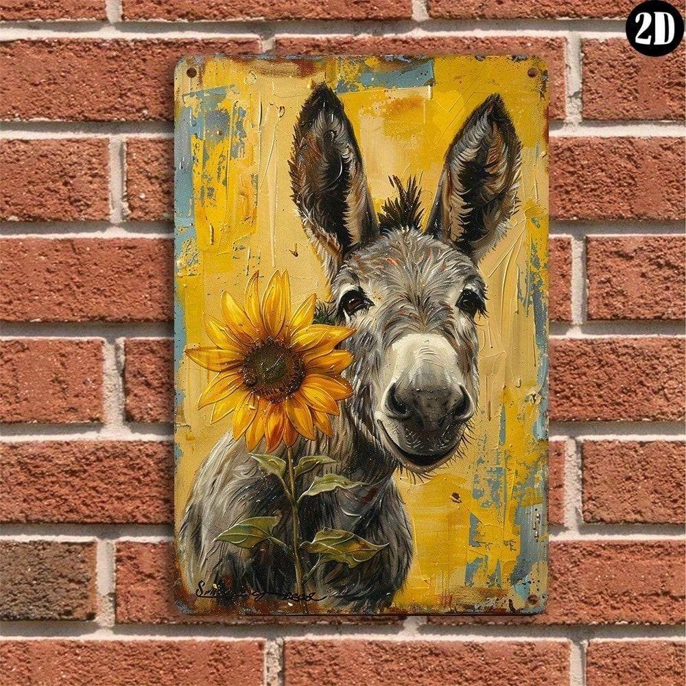 Vintage Metal Poster Donkey Wall Art Decor for Bar Cafe Garage