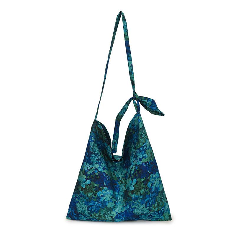 

SCIONE Сумка-тоут большой вместимости Литературный новый китайский стиль Растительный тай-дай Сумка через плечо Легкая эстетичная сумка через плечо с принтом