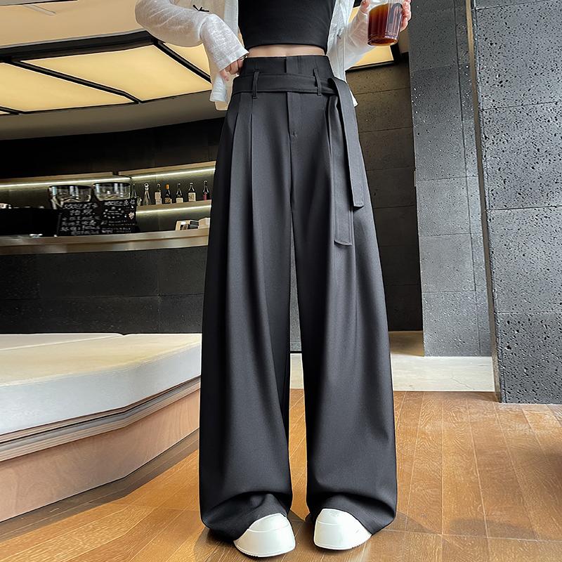 

DIMANAF 2025 Летние Женские Брюки Большого Размера с Широкими Штанинами и Высокой Посадкой, Базовые Эластичные Брюки, Свободные Повседневные Брюки, Плиссированные Брюки 5XL 5XL чёрный