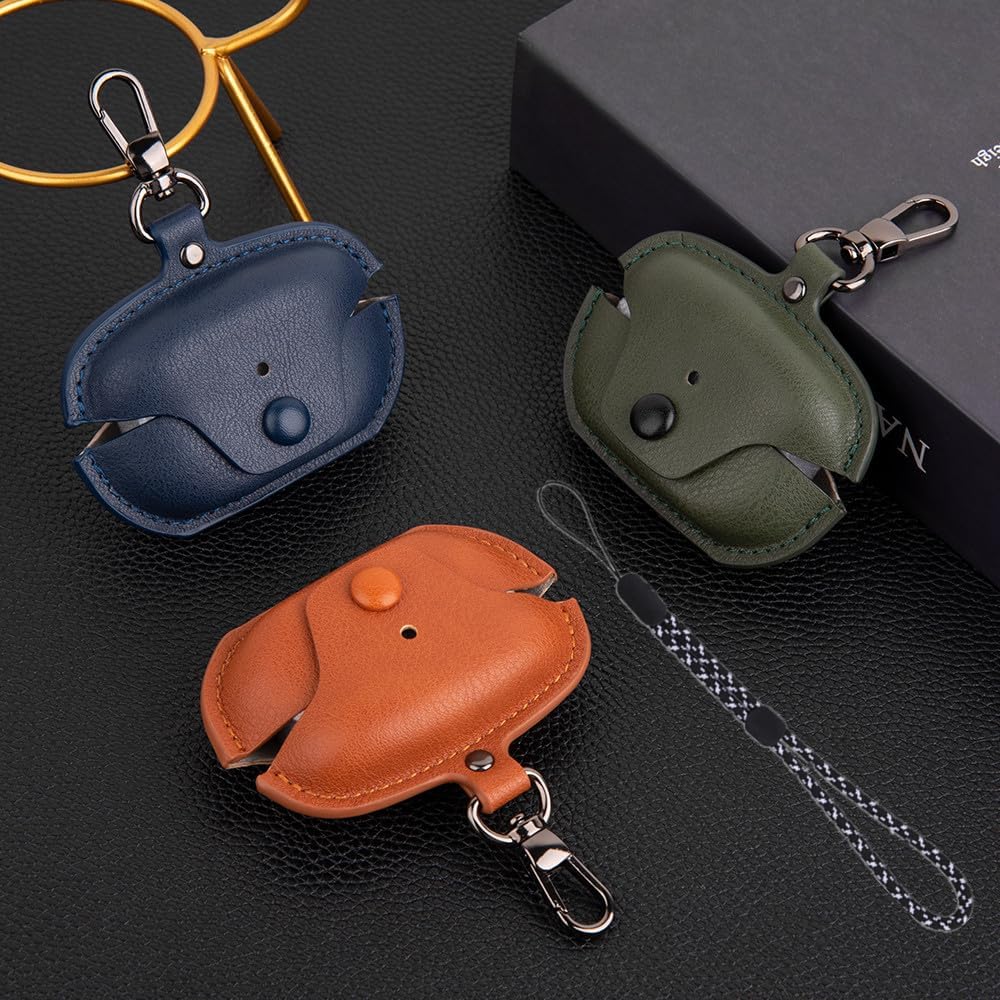 Compatible with Sony WF-1000XM5 Case Cover with Keychain Hook Lanyard,Vintage Leather Case Designed for Sony Earbuds WF1000XM5 Case Cover (2023) for