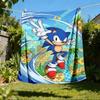1pc Sonic, Speed Outdoor Personalized Flannel Blanket, Soft, Lightweight Personalized Flannel Blanket, Digital Printing,