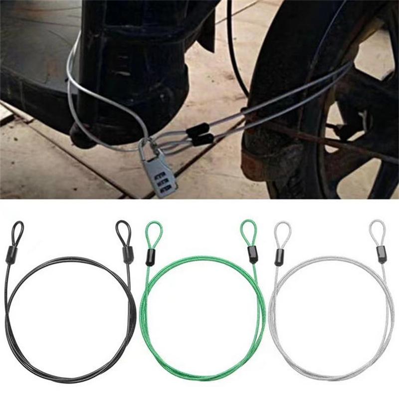 1/2PCS 100CM/3.3Ft Safety Cable Wire Rope Long Travel Security Cable Lock,Braided Steel Coated Safety Cable Luggage Lock