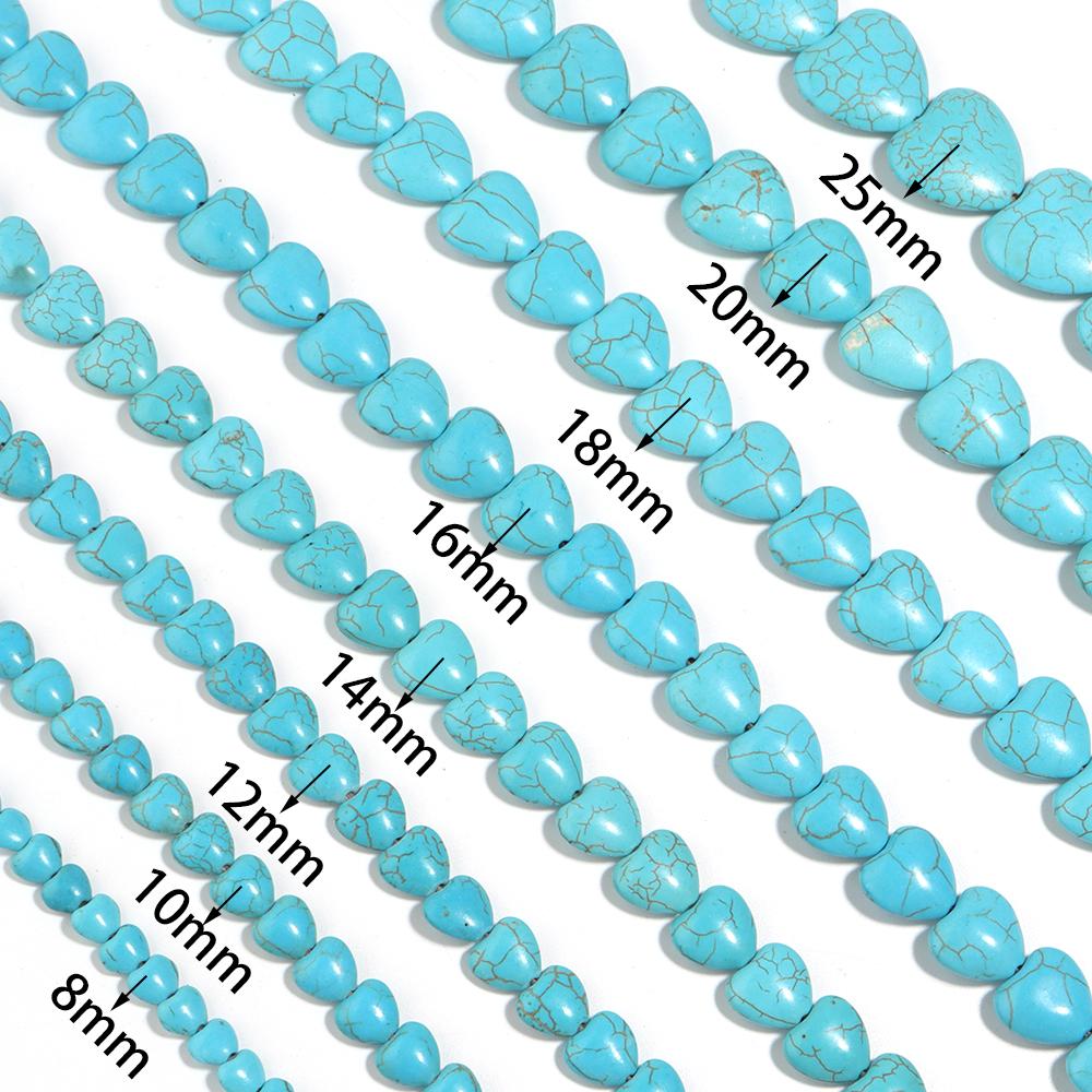 1String Multisize Natural Stone Beads Charm Heart Shaped Spacer Turquoise Beads For DIY Bracelet Necklace Jewelry Accessories