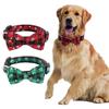 2Pcs/Set Adjustable Christmas Dog Collar Red Green Plaid Cat Bow Collar Cute Pet Necktie  Dress-up