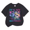 Boys' and Girls' Fashionable Birthday Themed Printed Round-Neck Short-Sleeve T-Shirts Summer Children's Loose-Fit Casual Tops