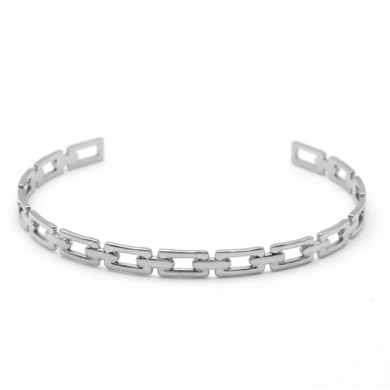 Stainless Steel Wheat Shaped Bracelet Geometric Hollow Open Bangle for Women Anniversary Gift Couples Adjustable Jewelry