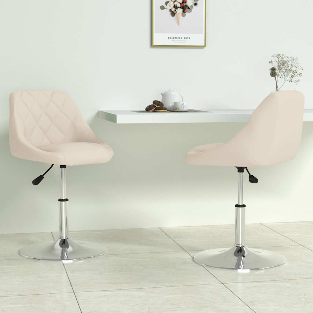 Vidaxl Swivel Dining Chairs, 2 Pcs, Cream, Velvet