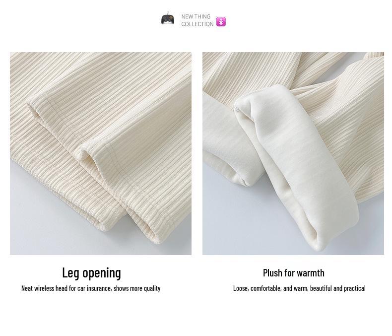 Petite Plus Velvet Corduroy Wide-Leg Pants for Women - High Waist, Loose Fit, Autumn/Winter.