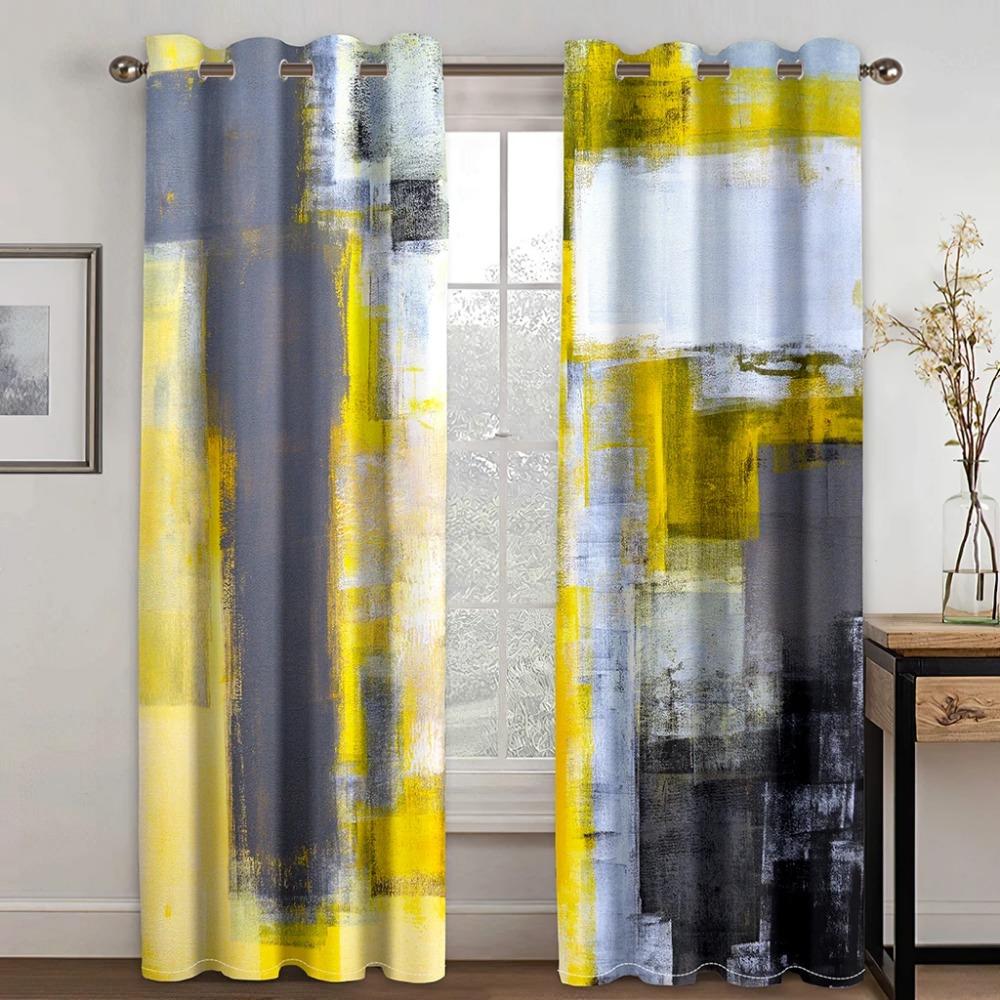 Cheap Modern Personality Curve Double Color Printing Curtain Living Room Bedroom Home Decoration Adult Decorative