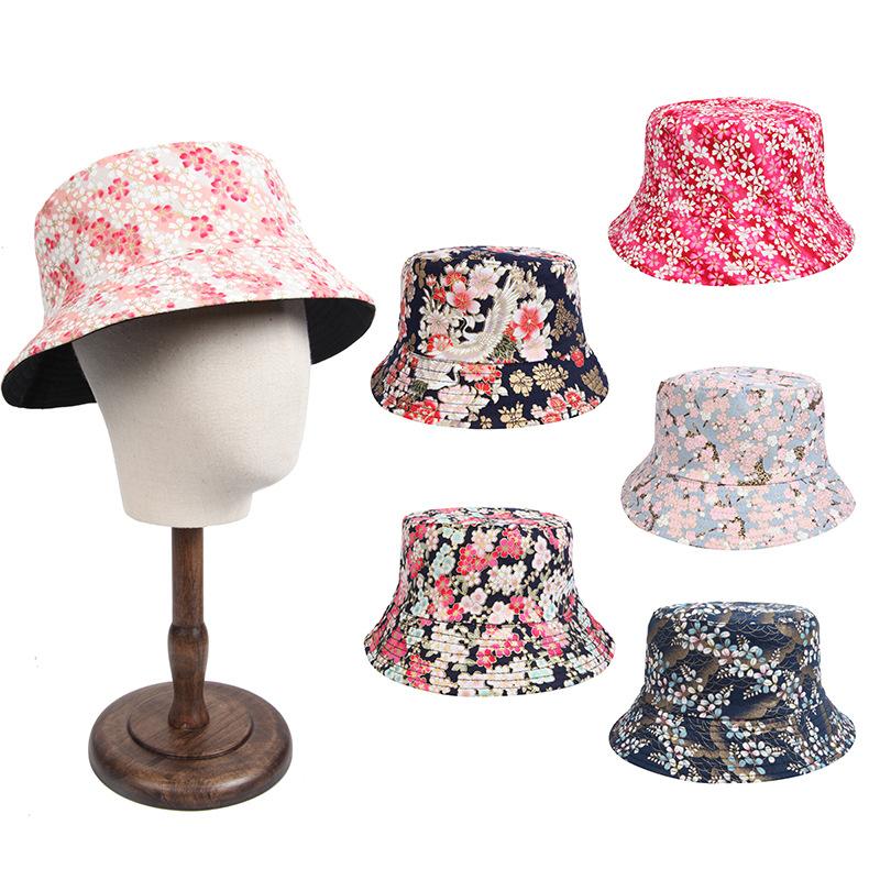 Women's Summer Shade Breathable Two-sided Bucket Hat Foldable Sunscreen Sun Hat Outdoor Sports Casual Fashion Floral Print Beach Sun Cap