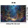 2D Plane, 1 Piece of Magic Library Background Banner - Charming Forest Library Scene with Bookshelves and Glowing Books