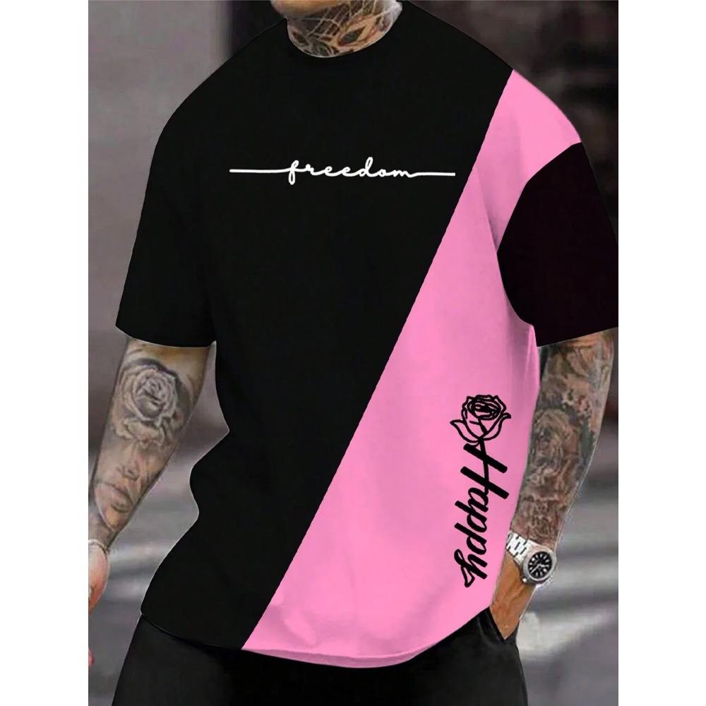 Koszulka męska Odzież Modna Litera i Kwiat 3D Drukowane Koszulki Harajuku Krótki Rękaw Koszulka Casual Oversized Męska Odzież Top