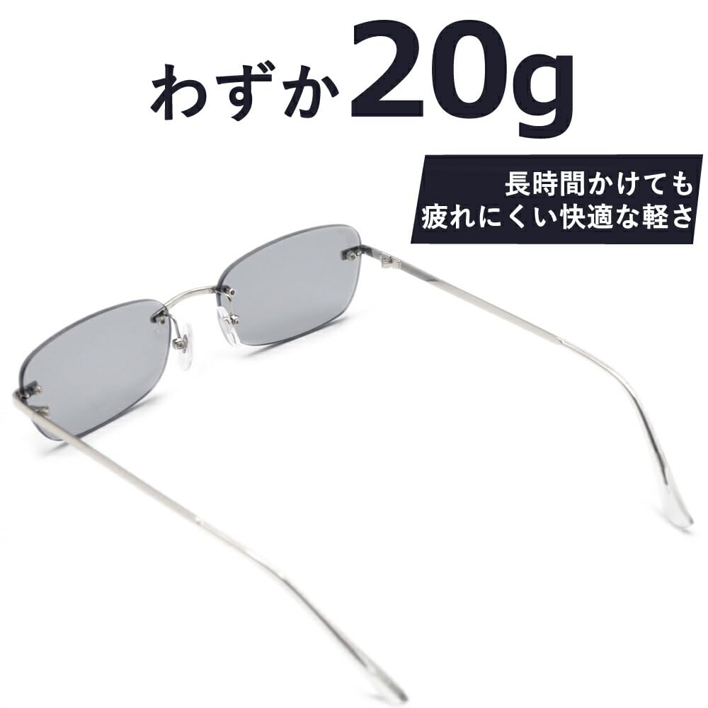 Sunglasses for Men and UV Oval Tinted Lenses [MERRY PLEASURE] Women, Protection, Rimless, Shape, Ultra-Lightweight (Weight 20g), (Lightly Colored)