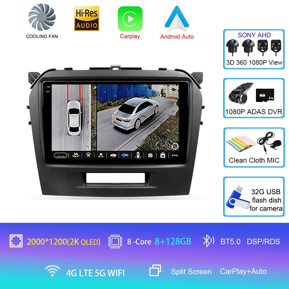 Car Radio Android 14 Carplay Auto For Suzuki Vitara 2015 2016 2017 2018 2019 Multimedia Video Player Navigation Gps Stereo Audio