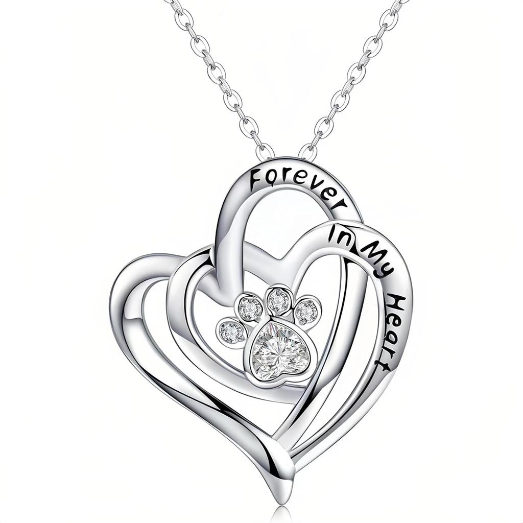 Cynlsum Dog Memorial Gifts Remembrance Necklace: Loss of Dog Sympathy Gift Heart Shape Pet Necklace for Women Pet Lovers Puppy Bereavement Gift