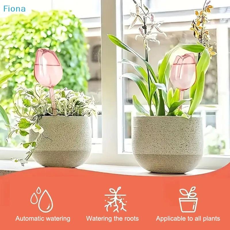 Pink Tulip Shaped Plant Self-Watering Stakes, Clear Plastic Automatic Watering Globes for Indoor & Outdoor Potted Plants