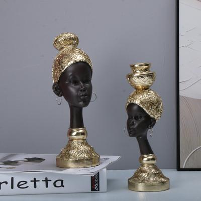 African Lady Figurine Resin Woman Figurines Black Figure Statues Yoga Studio Home Office Desktop Decoration Interior Ornaments