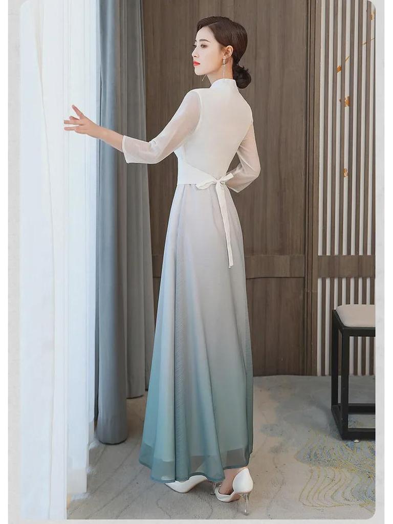 2025 Frühling/Sommer Hanfu-Kleid im chinesischen Stil mit Stickerei und langem Schnürrock