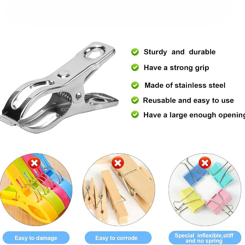 20Pcs Garden Clips, 2.3 Inch Greenhouse Clamps, Stainless Steel Greenhouse Clip for Netting, Heavy Duty Row Cover Clips with a Strong Grip