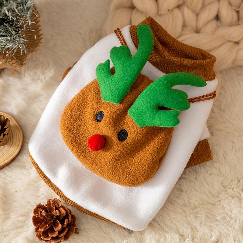 

Cute Elk Christmas Puppy Dog Clothing Fall/Winter Small Teddy Bee Bear Sweater Pet Christmas Clothing M (recommended weight 5-4 kg)