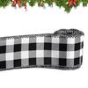 5-yard Black And White Checkered Linen Ribbon Christmas Wreath Ribbons Christmas Tree DIY Bow Ribbon Holiday Home Decoration