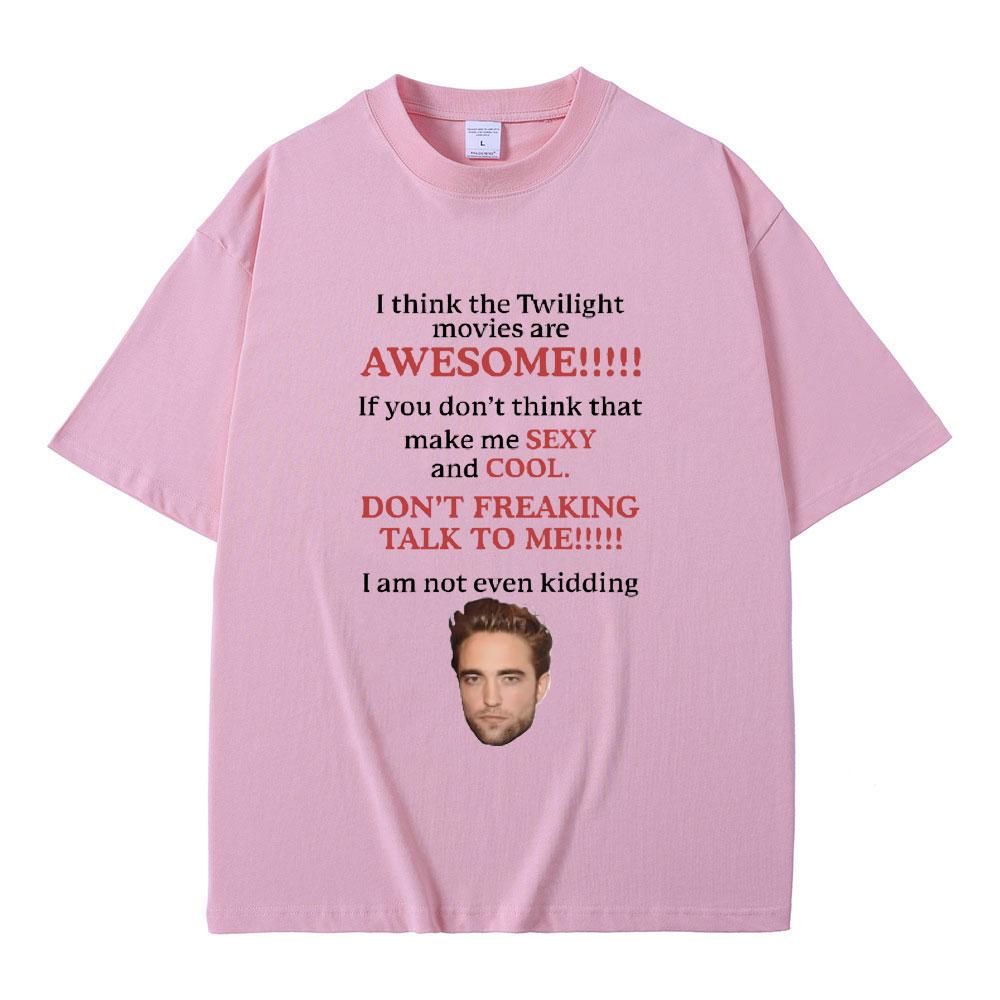 

Я думаю, что фильмы «Сумерки» потрясающие. Футболка Роберта Паттинсона. Футболка с мемом Эдварда Каллена. Мужская/женская повседневная свободная хлопковая футболка. L