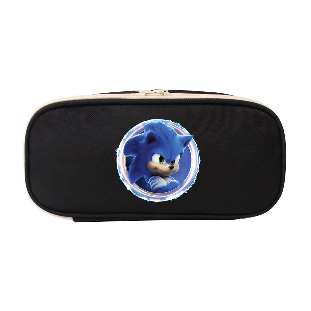 Sonic The Hedgehog Student Pencil Case Canvas Large Capacity Zipper Pen Bag For School Supplies And Teen Gift