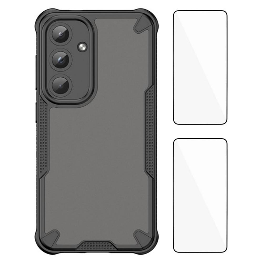 WANLONFENG MFFJ2 Series For Samsung Galaxy S24 Back Cover with 2PCS Tempered Glass TPU+Acrylic Phone Case