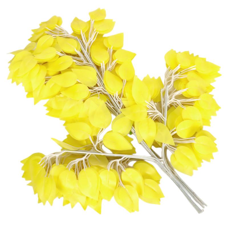 Simulated Banyan Tree Leaves Branches Fake Trees Garden Decoration Leaves 12 Pieces Glued Color Printed Large Simulated Plants
