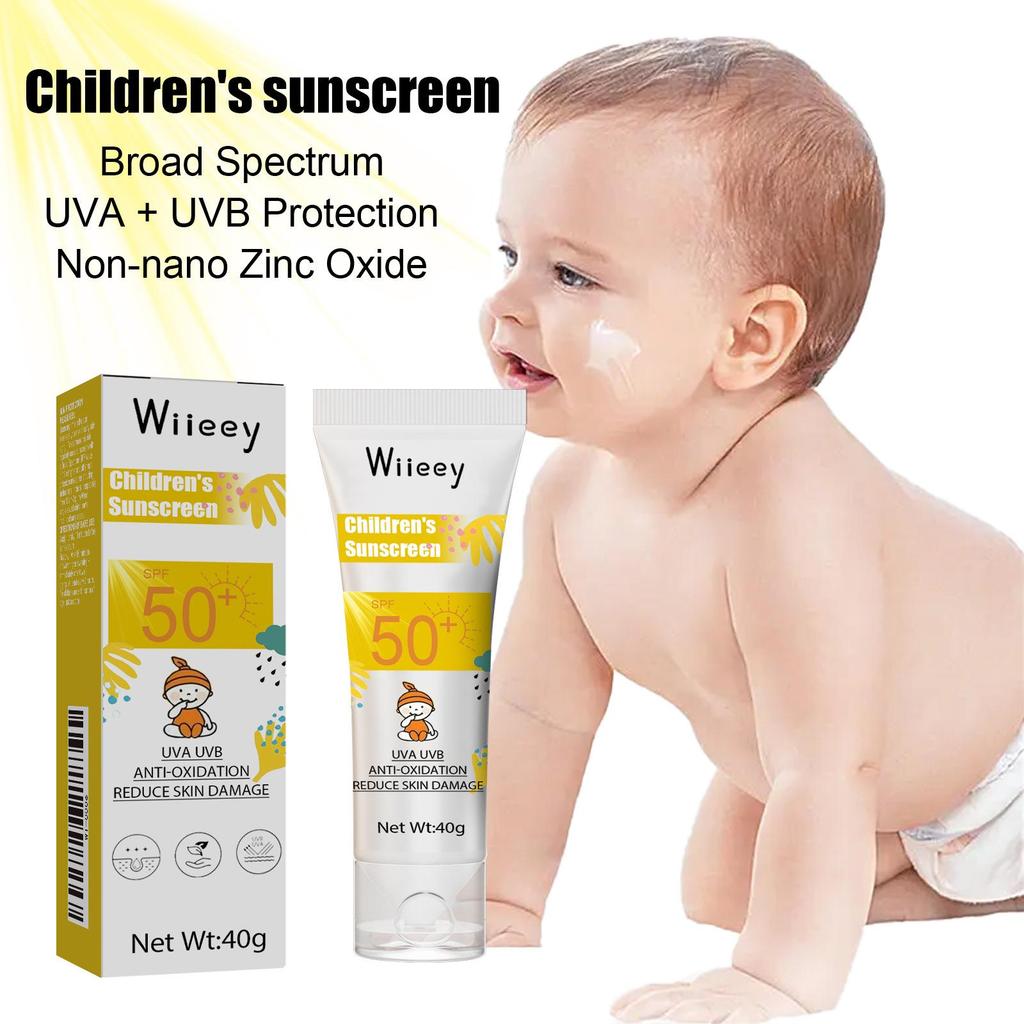 Wiieey Children's Sunscreen SPF50+, Gentle & Non-Irritating, UVA/UVB Protection for Kids, Water Resistant 40g