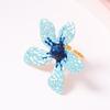 Exaggerated Metal Texture Large Flower Rings for Women Ladies Colorful Drop Oil Adjustable Rings Vacation Jewelry Accessories