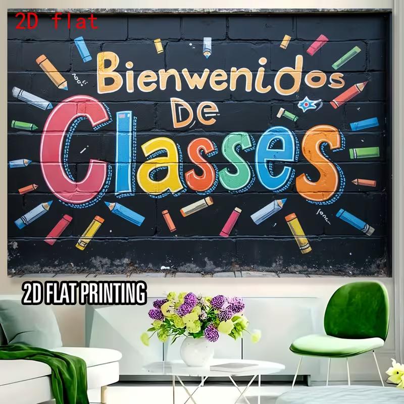 2D Фотофон «Снова в школу» «Bienvenidos De Classes» Испанский знак приветствия Декор 47.2x31.5inch/120*80cm