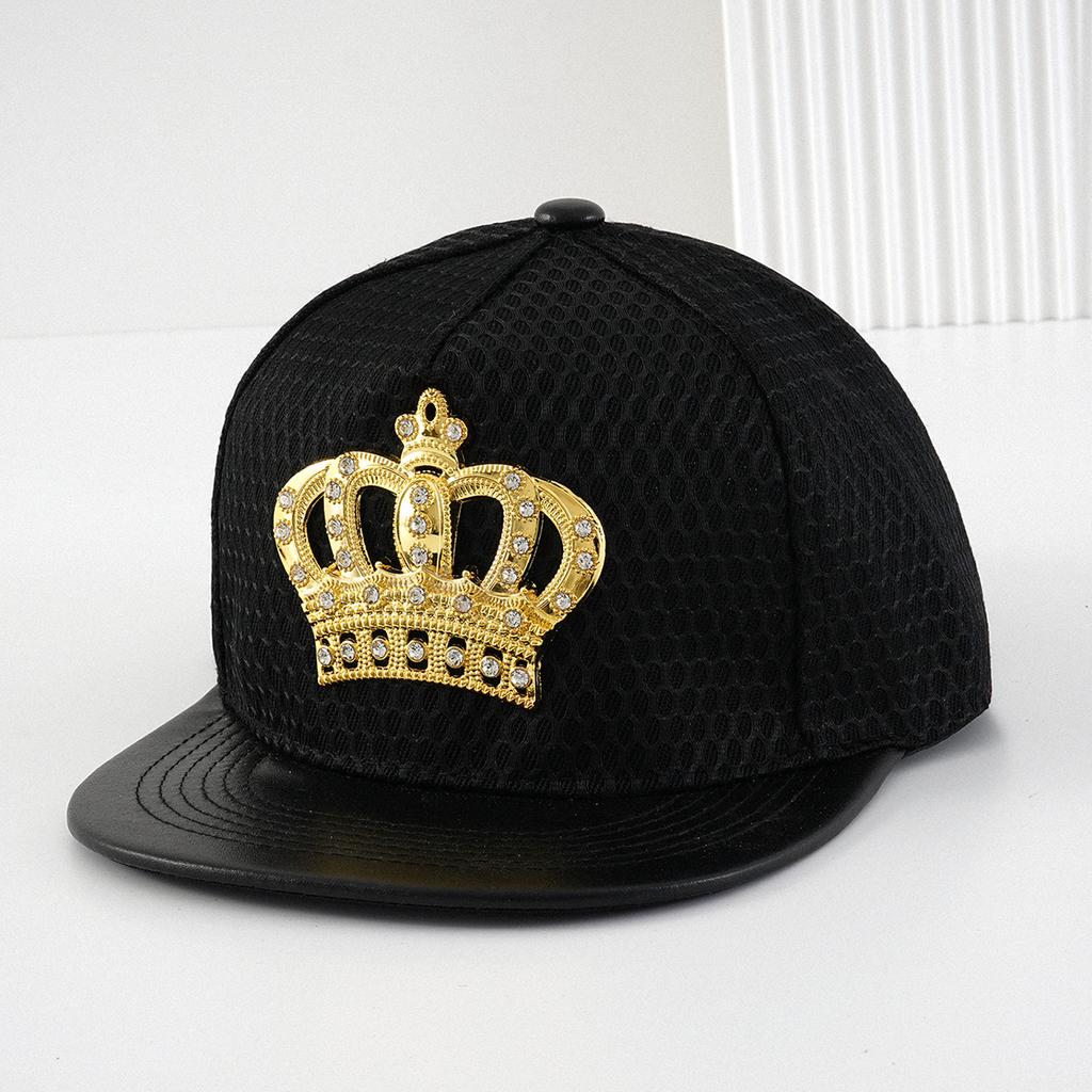 Men's and Women's Couple Hat Metal Crown Jewel Water Diamond Grid Baseball Hat
