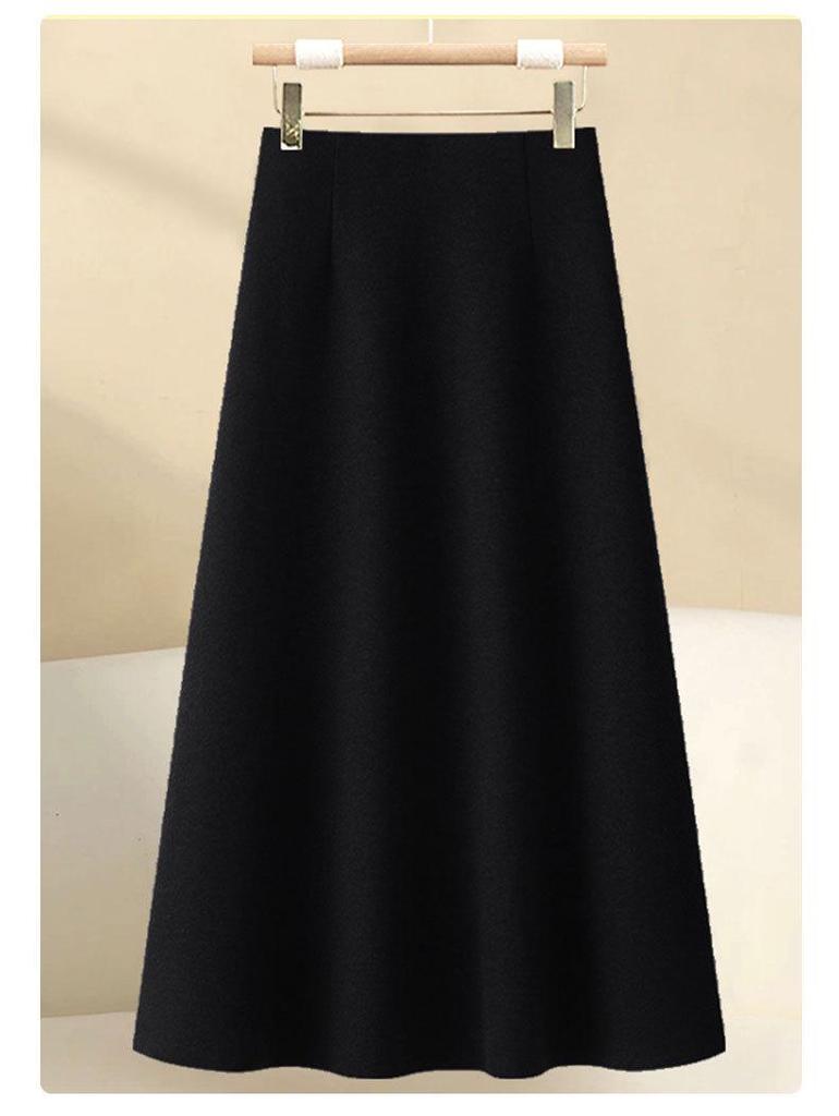 Women's Thickened Wool A-Line Skirt for Fall/Winter 2025 - High-Waisted, Hip Covering, Slimming Mid-Length Design