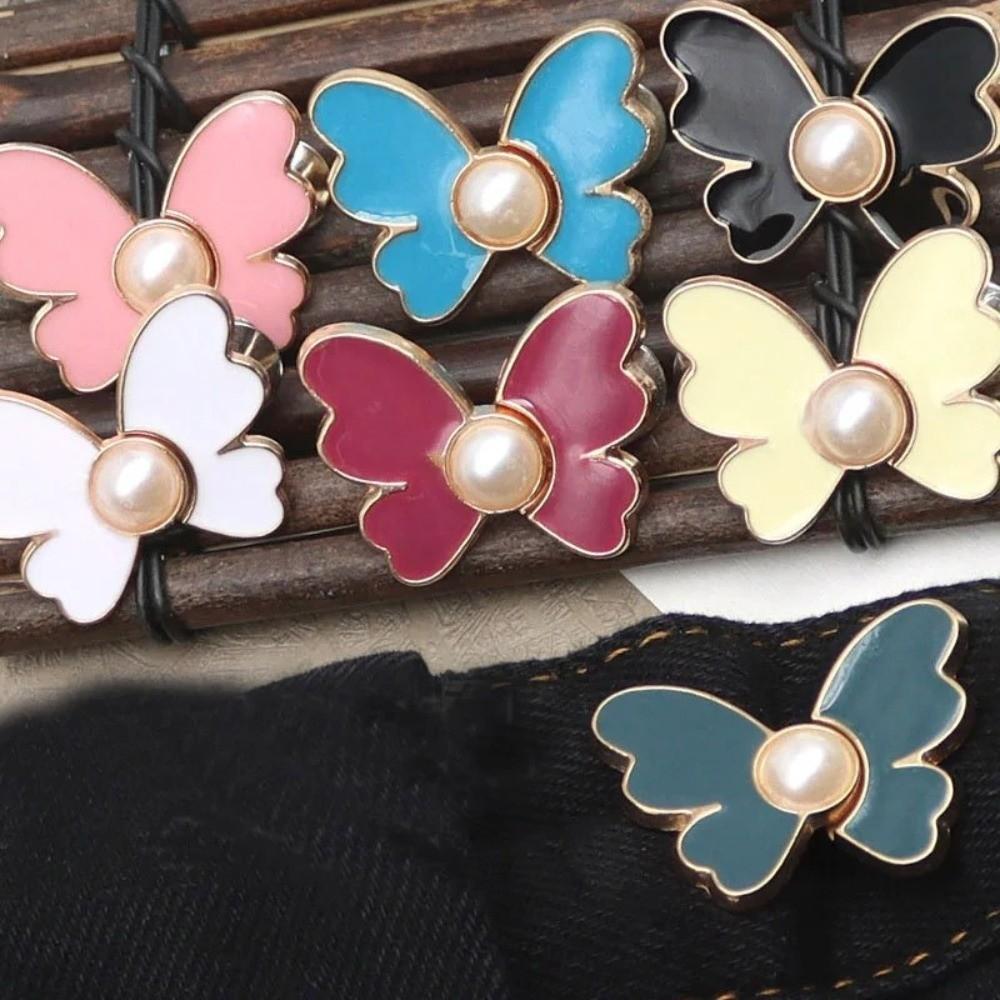 Butterfly Shape Jeans Buttons Adjustable Waist Tightening Tool Waist Buckle Fixed Waist Fastening Pins Dress Decoration