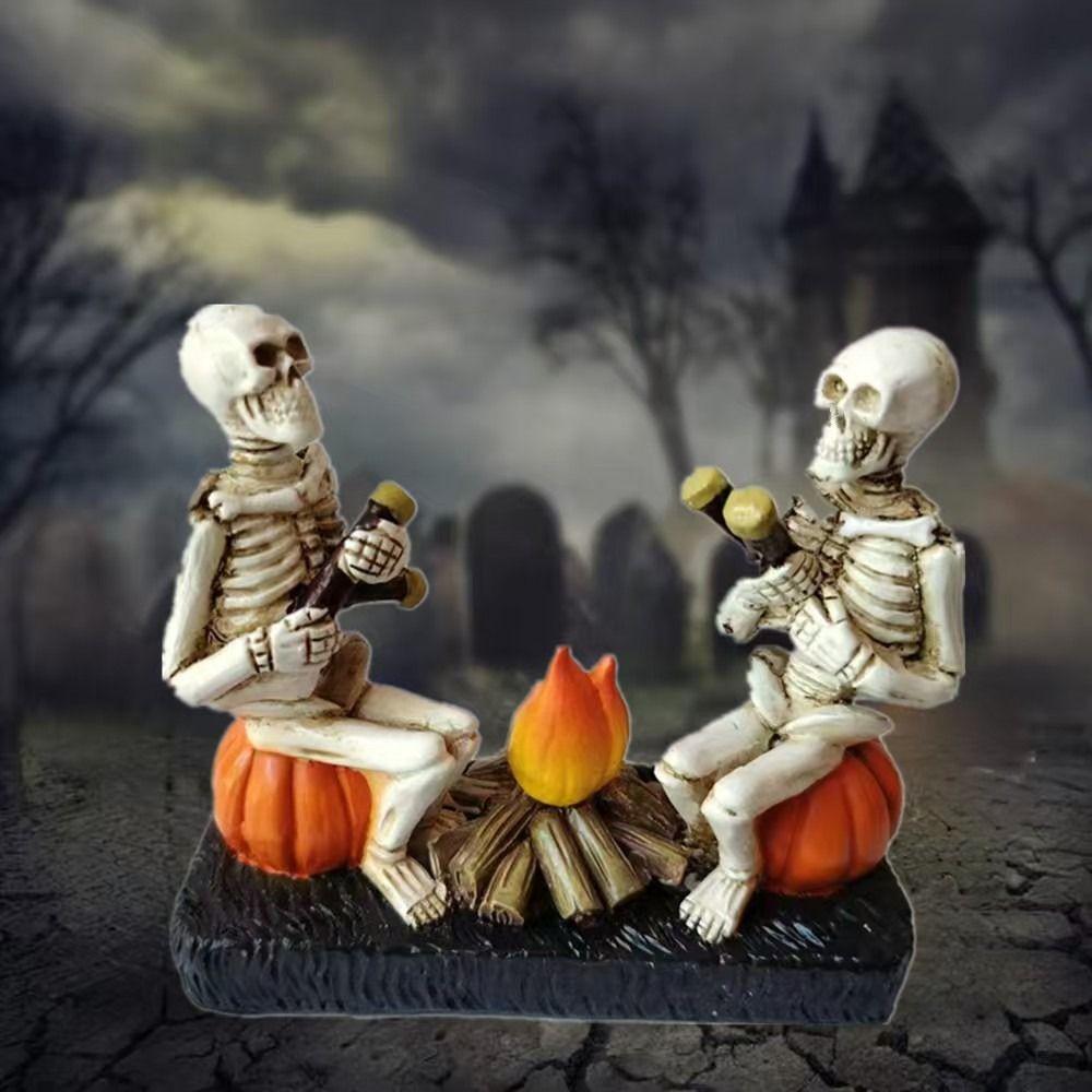 Durable Pumpkin Skull Figurine Resin Halloween Ornament  Office Display
