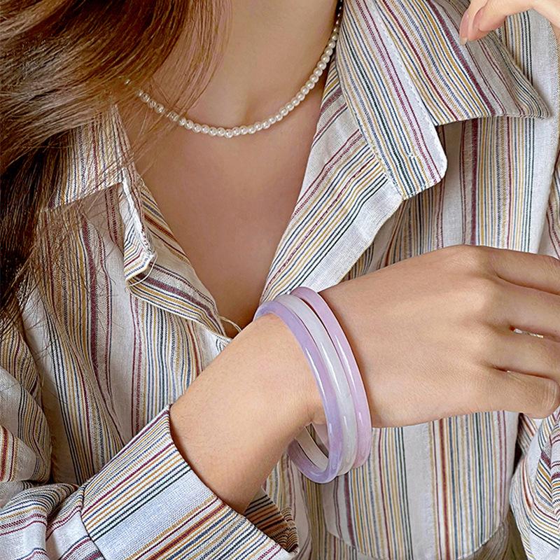 Bracelet élégant en imitation jade rose de style chinois pour un look doux et tendance