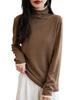 Women's Wool Color Block Pile Collar Knit Sweater - Fake Two-Piece Loose Long Sleeve Pullover.