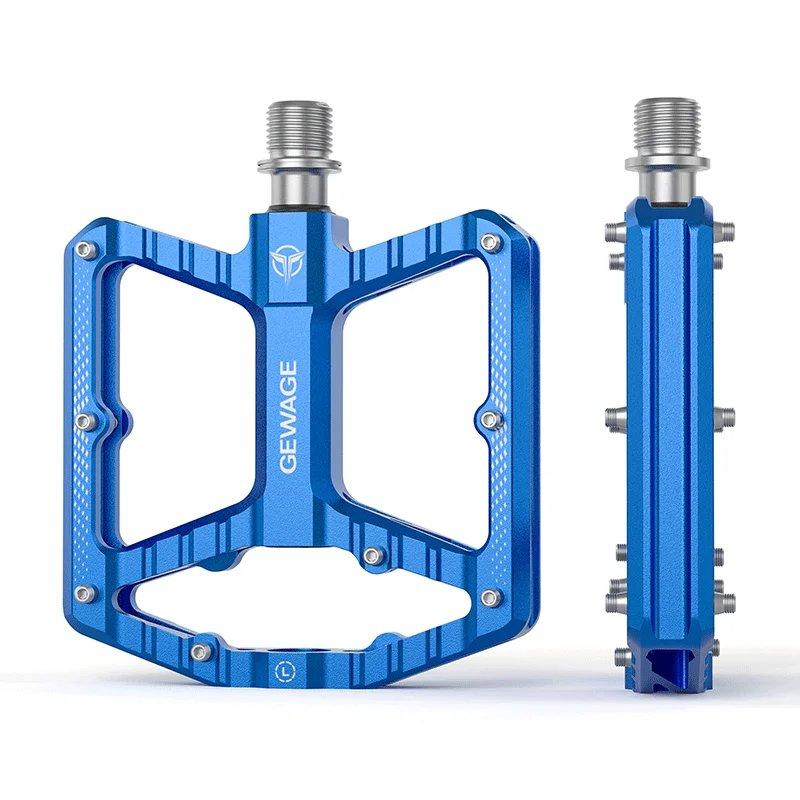 Gewage Aluminum Sealed Bearing Platform Bicycle Pedals Blue