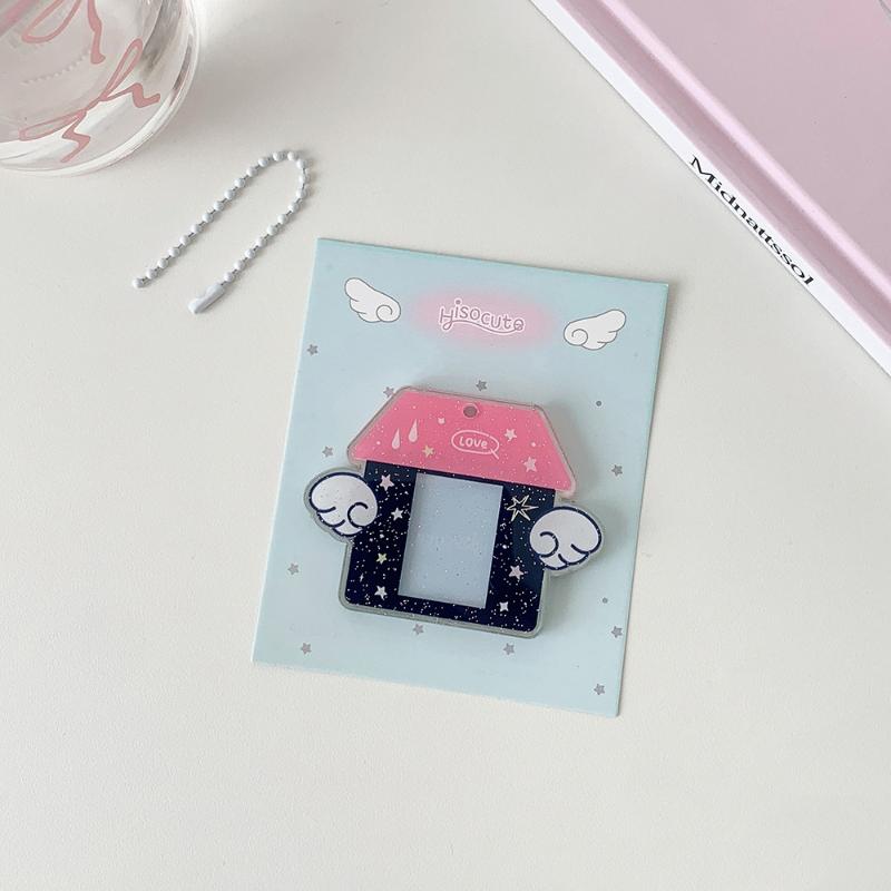 Korean Ins Style Y2K Wing House Hard Card Folder Brick Acrylic For 1Inch Id Photo Storage Display Pendant Keychain Ornaments
