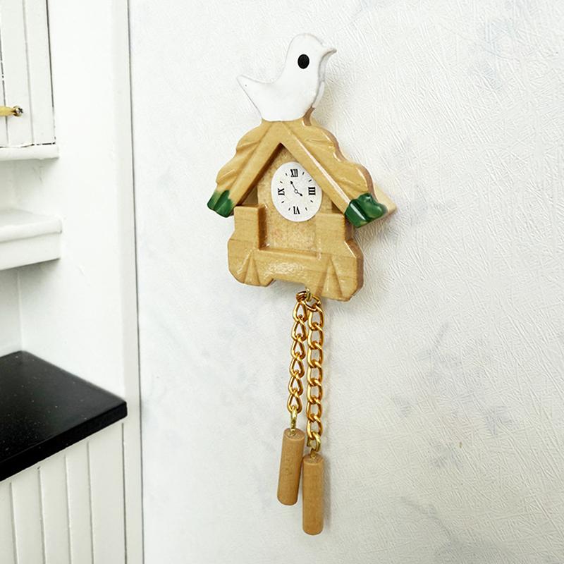 1:12 Dollhouse Miniature Bird Wall Clock Furniture Home Model Decor Toy Doll House Accessories