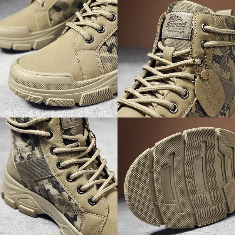 Men's Boots Fashion Camouflage Design High Top Boots Breathable Casual Canvas Boot Plush Warm Winter Boots for Men Botas Hombre