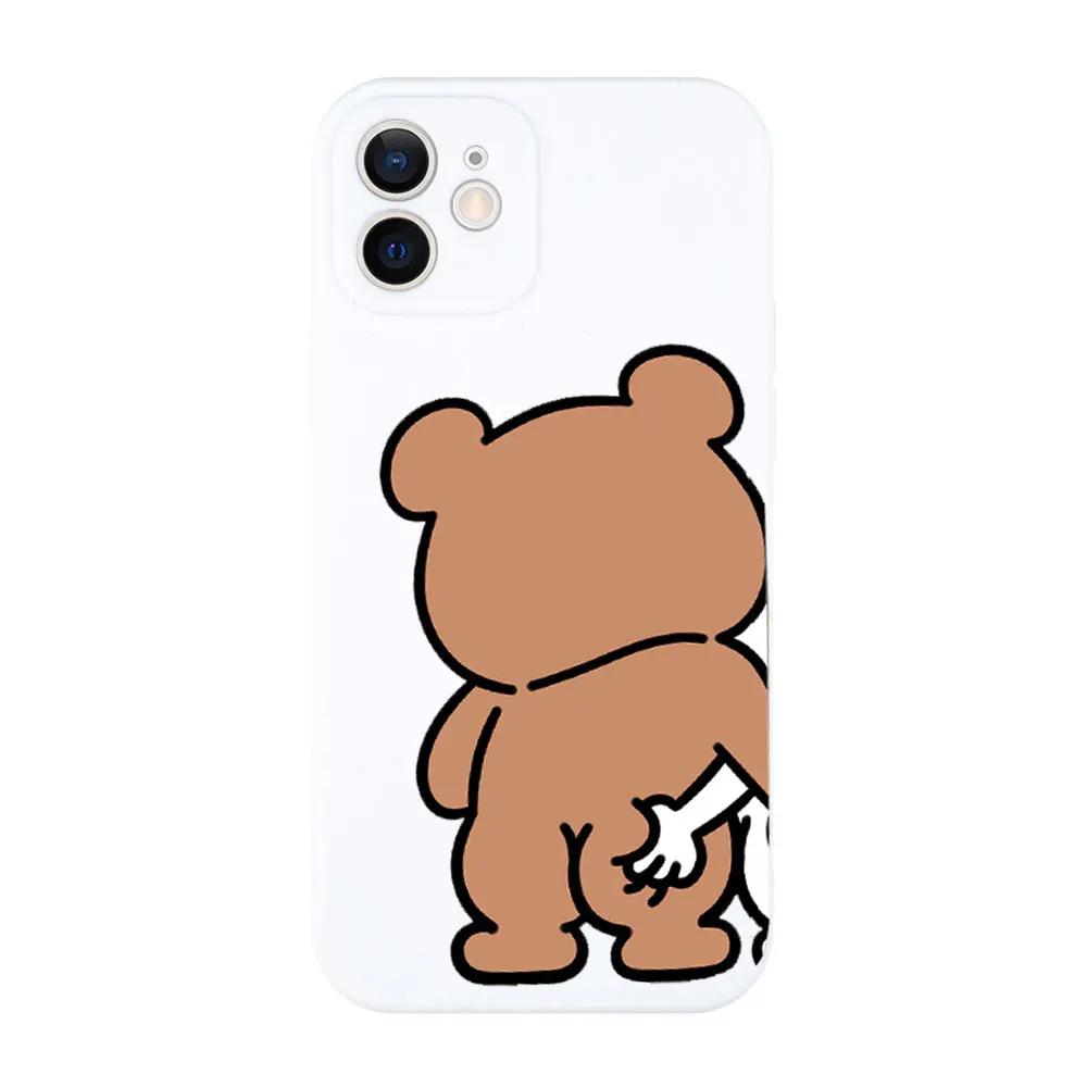 Funny Bunny Bear Couple Phone Case for IPhone 13 14 15 12 11 Pro Max Mini X XR XS MAX 7 8Plus SE2 Cute Animal Clear Paired Cover