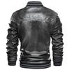European size for spring and autumn new trendy casual zipper PU leather jacket stand-up collar cardigan velvet leather jacket