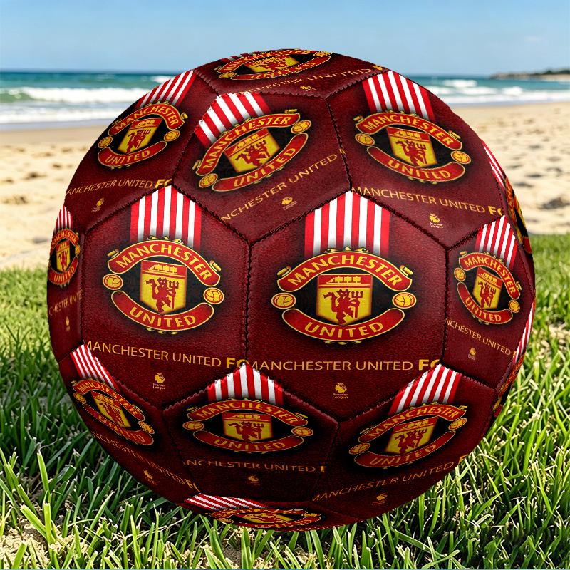 Manchester United F.C Print Size 5 Soccer Ball, PU Wear Resistant Football for Match Training and Daily Practice, Birthday Gift for Soccer Fans